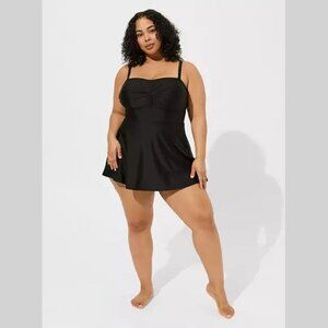 Torrid - Strapless Bandeau Swim Dress in Deep Black​​​